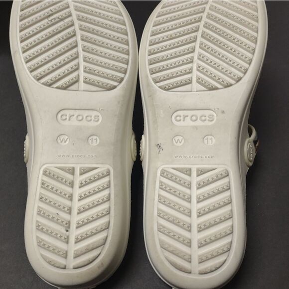 Crocs Sanrah Metalblock rose gold oyster white flat comfort sandals - Picture 6 of 6